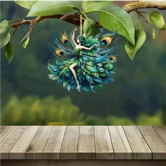 Peacock Fairy Sun Catcher Acrylic 2D Ornament Charm - Picture 7 of 9